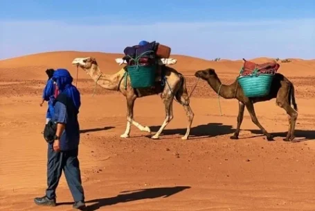 Homme marchant dans le désert pour prendre du recul